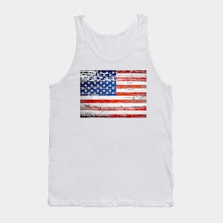 Rustic Wood 4th of July Indepenence Day  Patriotic USA American Flag Tank Top